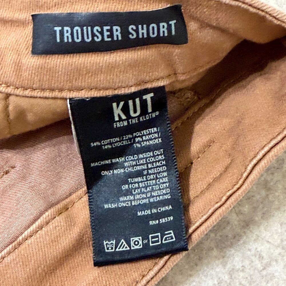 KUT From The Kloth Trouser Shorts Tan Mid Rise Stretch Casual Size 8 - Picture 6 of 15